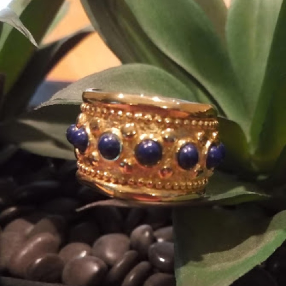 Gold Lapis Ring sz7.25